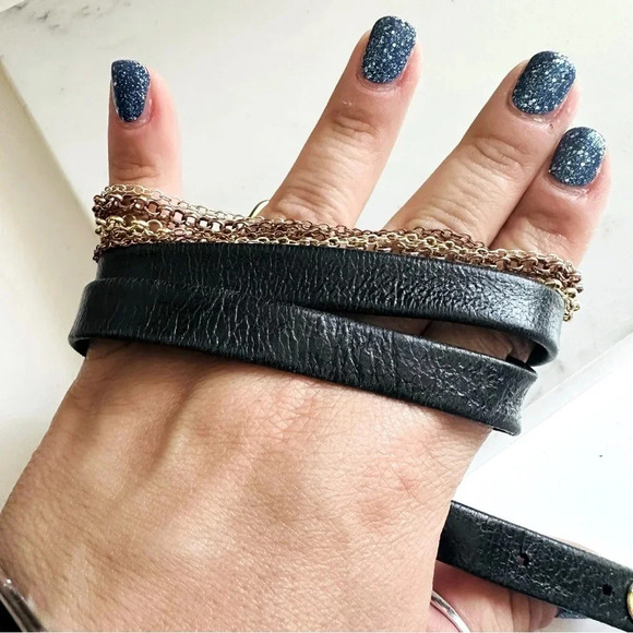 La Mer Sunset Gold Multi Chain Leather Wrap Watch - Picture 8 of 8